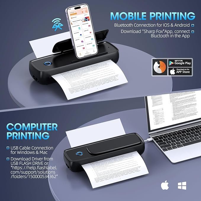 Portable Printer with phone holder